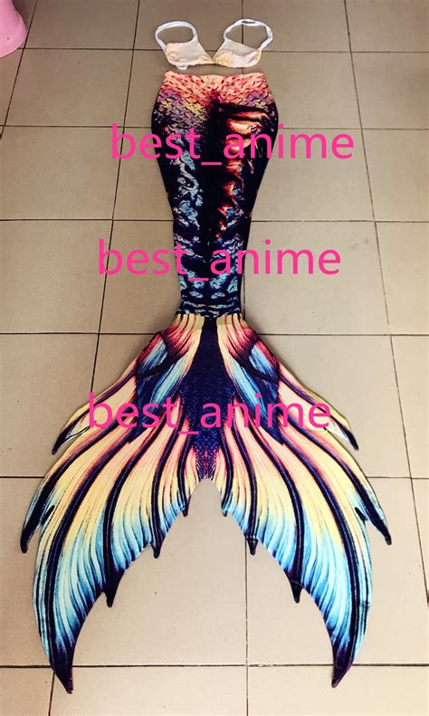 2020 Black Pearl Mermaid Tail Kids Women With Flipper Mermaid Costume