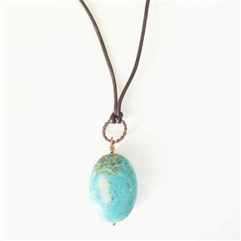 Turquoise On Leather Necklace Leather Necklace Necklace Artisan