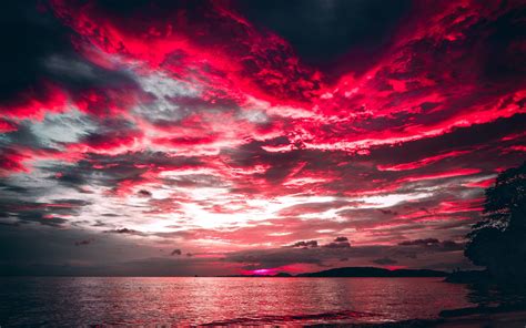 Download 3840x2400 Wallpaper Sea Sunset Red Clouds Nature 4k Ultra