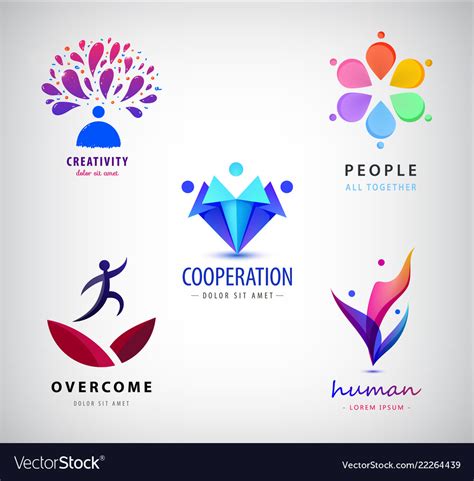 Set Logos Creative Team Creative Mind Royalty Free Vector