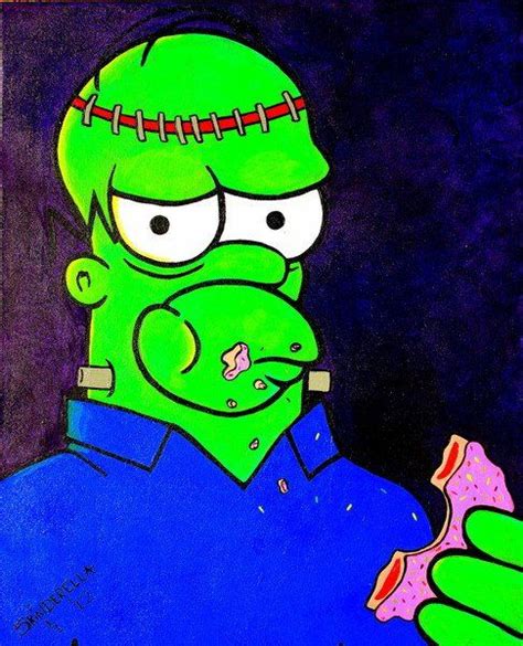 Zombie Franken Homer Simpson By Skinderella Canvas Giclee Art Print