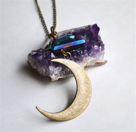 Luna Dream Necklace Moon Necklace Moon Jewelry Crystal Points