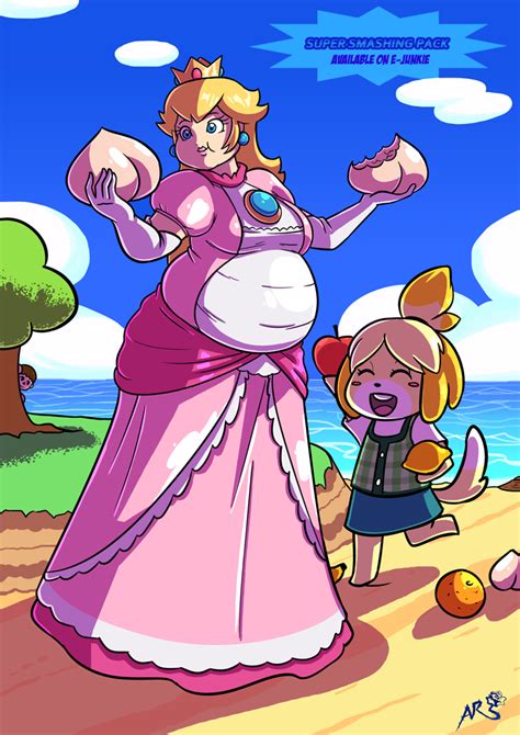Commissioned Image Of Princess Peach Sporting A Large Belly And Bust In Her Tennis Dress