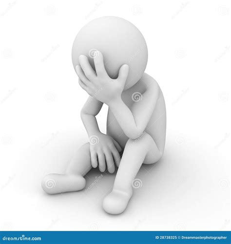 Depressed 3d Man Sitting Over White Stock Illustration Illustration