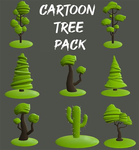 Stylized Cartoon Trees 3d Model Cartoon Trees Tree Stylized
