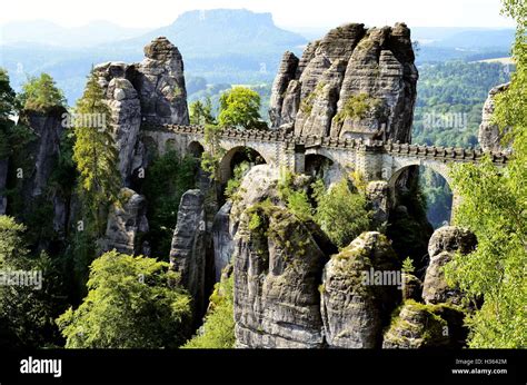 Bridge Named Bastei In Saxon Switzerland Germany Stock Photo Alamy