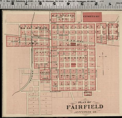 Fairfield Iowa Street Map Plan Jefferson County Authentic 1875