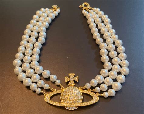 Vivienne Westwood Triple Pearl Necklace Gold Etsy
