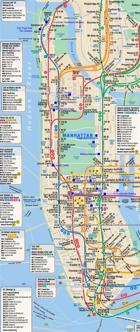 Subway Map Of Manhattan Nyc New York Usa United