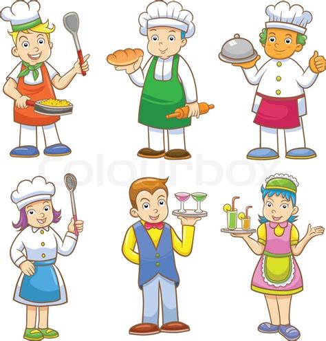 Cartoons Of Kids Chefs And Set Of Stock Vector Colourbox