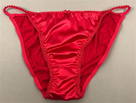 Satin String Bikini Panty Red Etsy