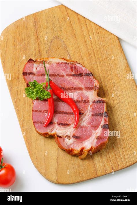 Grilled Slice Of Smoked Pork Neck Stock Photo Alamy