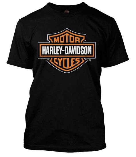 Harley Davidson Mens Orange Bar And Shield Black T Shirt 30290591