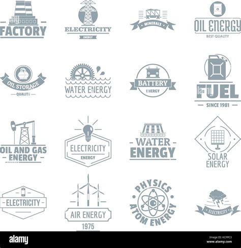 Logotipo de las fuentes de energía conjunto de iconos de estilo