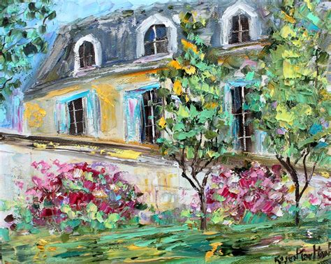French Countryside Cottage Painting Original Oil Abstract Impressionism