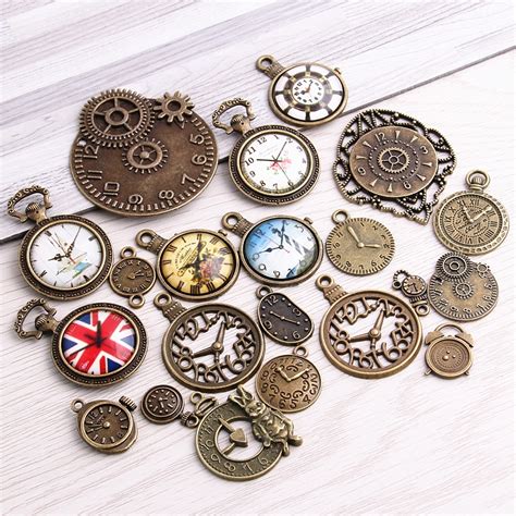 20pcs Vintage Metal Charms Antique Bronze Mixed Clock Fashion Diy