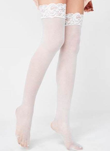 White Lace Thigh Highs Lounge Wear White Lace Thigh Highs
