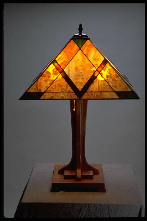 Glass Artist Colinda Gutierrez Wood Artist E W Lesh Stained Glass Lamp Shades Wood Artist