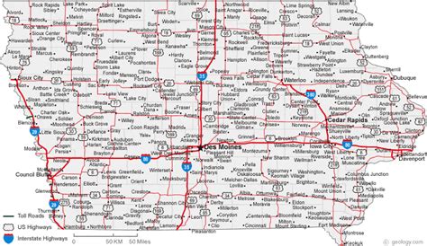 Iowa State Map With Cities And Towns Candie Virginia