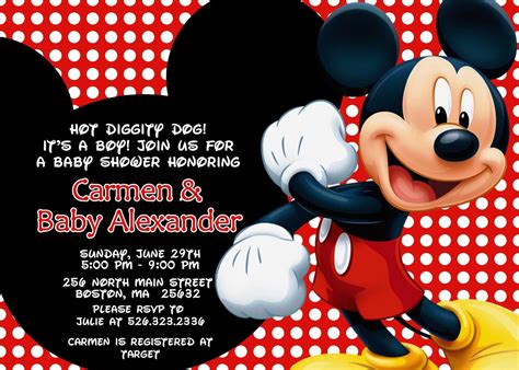 Mickey Mouse Baby Shower Personalized Invitation Or Birthday Printable