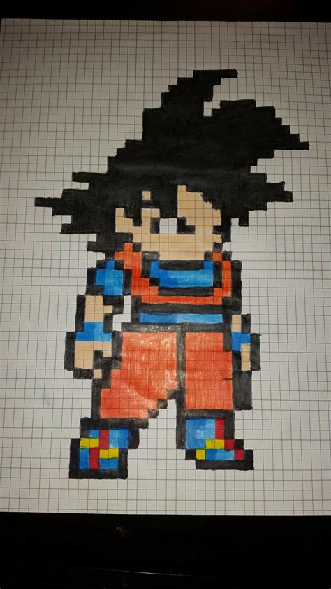 Goku Pixel Art Arte Píxeles Minecraft Producción Artística Dibujos En Cuadricula