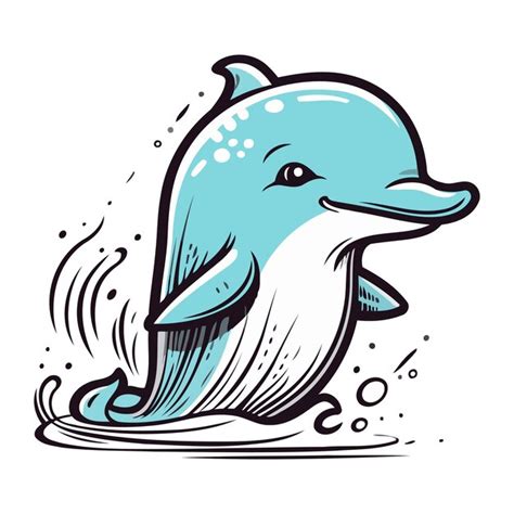 Premium Vector Dolphin Jumping Out Of Water Vector Illustration On
