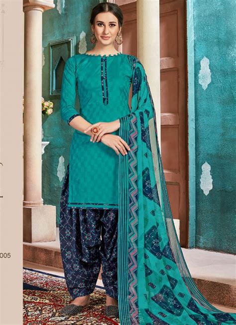 Buy Online Navy Blue Cotton Festival Patiala Salwar Suit 148648