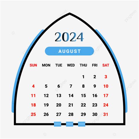 2024 August Month Calendar With Black And Skyblue Unique Style