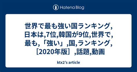 世界で最も強い国ランキング日本は7位韓国が9位世界で最も「強い」国ランキング 2020年版 話題動画 Ktx2s Article