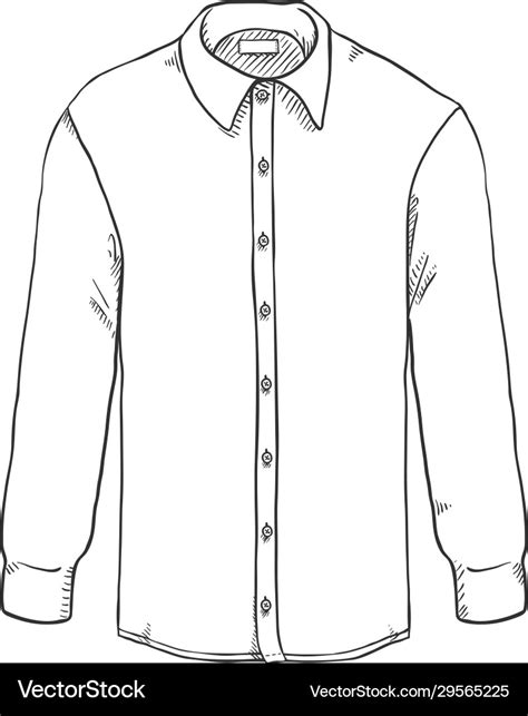 Sketch Long Sleeve Classic Men Shirt Royalty Free Vector