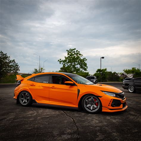 Orange Fk8 Civic Type R Leaving Tuner Vibes