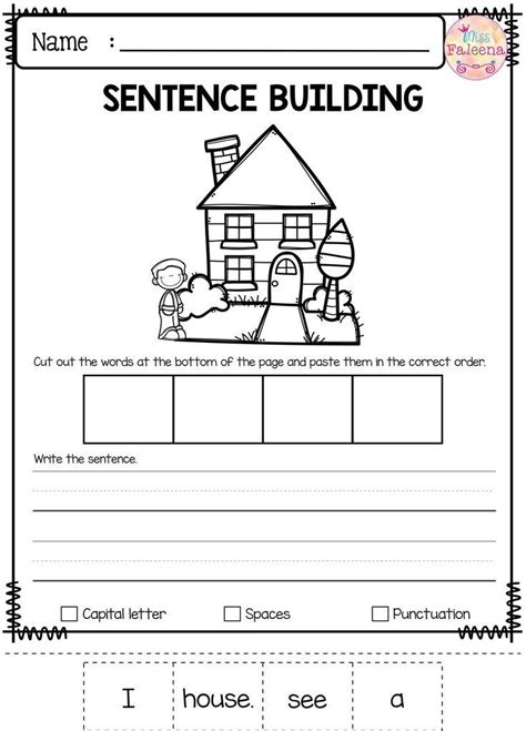 Sentence Building Worksheets For Kindergarten Kindergarten