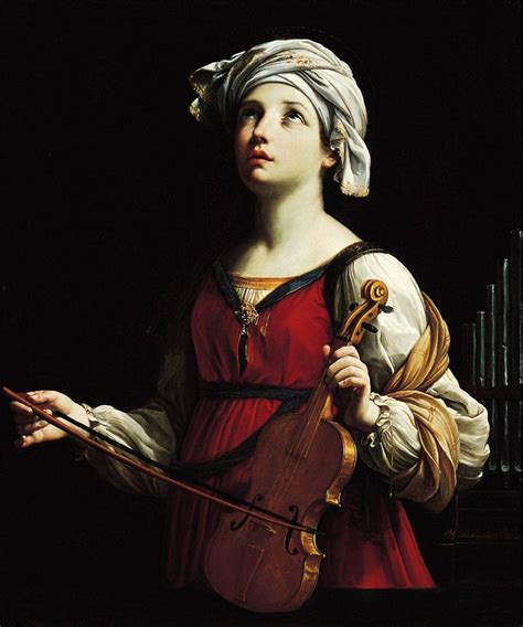 Saint Santa Cecilia Violin Music Catholic Religion Painting By Guido