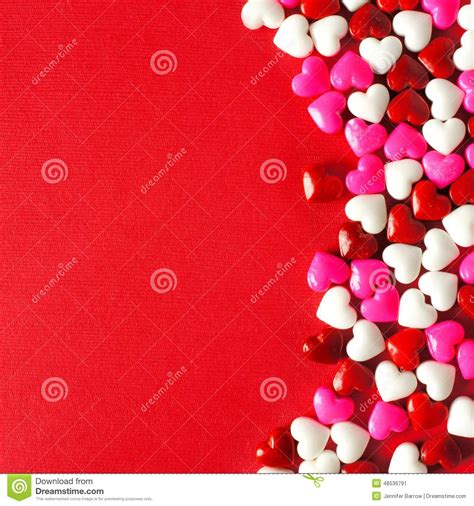 Red Valentines Day Background With Candy Heart Border Stock Image