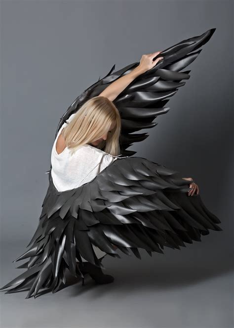 Black Wings Angel Wings Costumemen Wingsblack Demonlarge Etsy