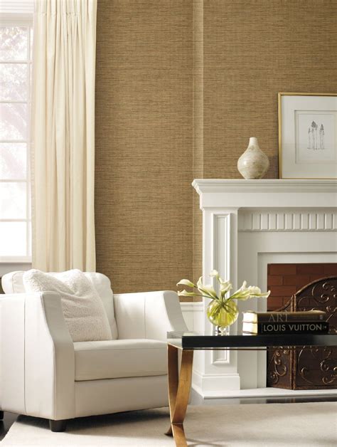 York Wallcoverings By The Sea Fn3733 Faux Grasscloth Wallpaper Light
