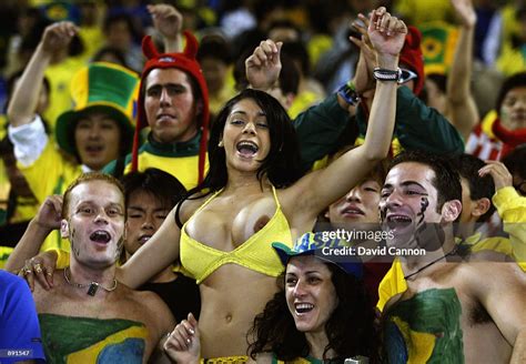 a brazil fan loses her top during the fifa world cup finals 2002 news photo getty images