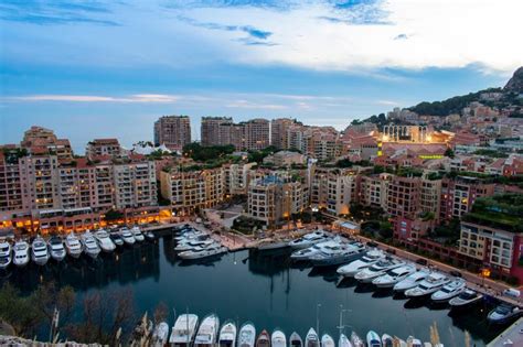 Monaco Monte Carlo Port And Marina At Night Aerial View Stock Image