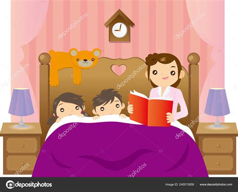 Mother Telling Story Her Kids Bed Stock Vector By ©francoimage 240013858