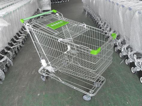 180 Liter Steel Wire Grocery Store Shopping Cart 4 Wheel Shopping Trolley
