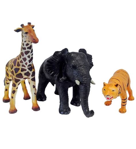 Green Rubber Toys Animals 3 Pcs 18 Cm Jungle Animals