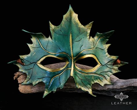 Green And Gold Maple Leaf Masquerade Mask Fantasy Ball Costume Etsy