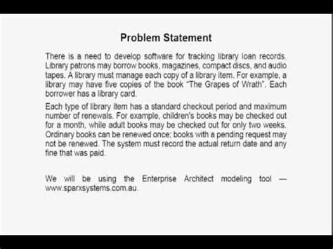 28), and serves as the center of your dissertation study. UML Class Modeling -- 1 -- Problem Statement - YouTube