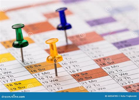 Pins On Calendar Stock Image Image Of Agenda Management 44554785