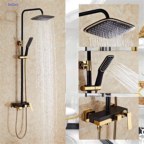 Dofaso Antique Bath Shower Mixers Bathroom Luxury Black Golden Rainfall