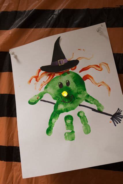 Handprint Witch With A Light Up Nose Fun Fine Motor Project To