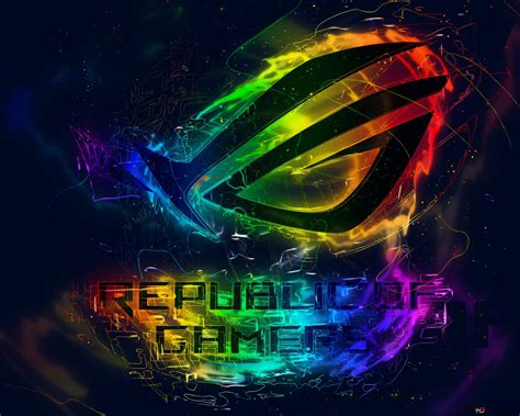 Asus Rog Republic Of Gamers Rog Abstract Neon Rainbow Logo 4k