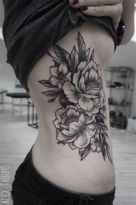 Pink rose flowers tattoo on left leg. Black Floral Tattoo - InkedCollector