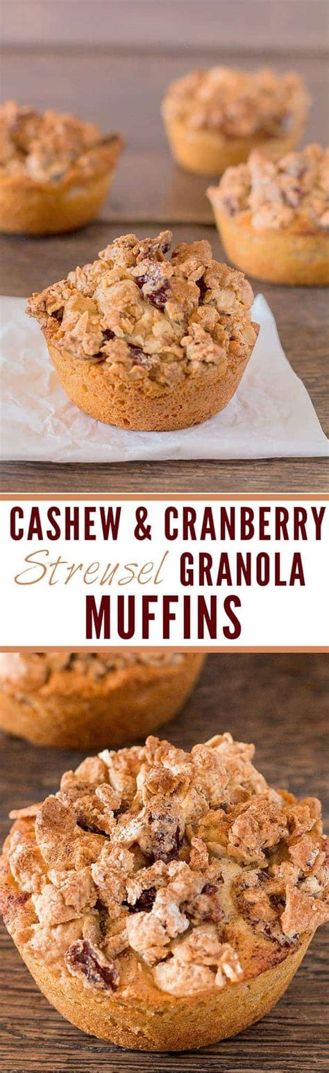 Cashew Cranberry Streusel Granola Muffins
