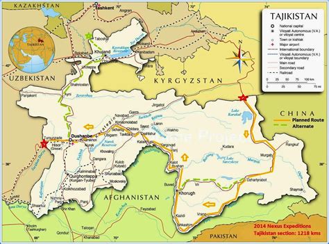 Australia new zealand papua new guinea fiji, samoa, solomon isl. Tadschikistan Karte Routen
